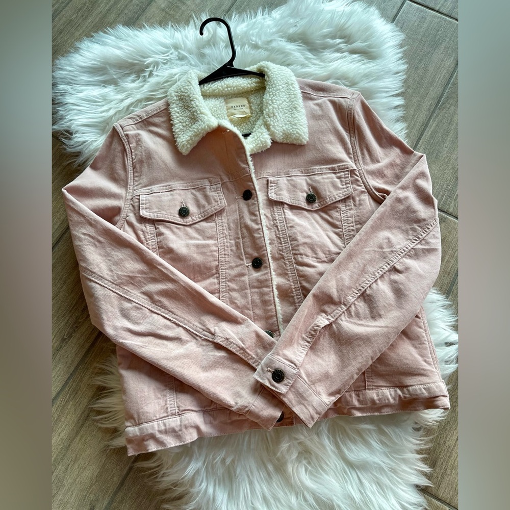 Womens Medium Blush Pink Corduroy, Fleece Lined Jacket by Harper